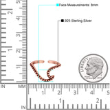 Wave Toe Ring Adjustable Band 925 Sterling Silver (8mm)