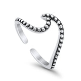Wave Toe Ring Adjustable Band 925 Sterling Silver (8mm)