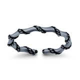 Rope Toe Ring Band Adjustable 925 Sterling Silver (2mm)