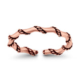 Rope Toe Ring Band Adjustable 925 Sterling Silver (2mm)