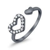 Hearts Toe Ring Simulated Cubic Zirconia Adjustable 925 Sterling Silver (6mm)