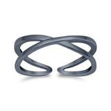 Crisscross Toe Ring Adjustable Band 925 Sterling Silver (5mm)