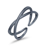 Crisscross Toe Ring Adjustable Band 925 Sterling Silver (5mm)