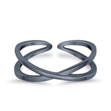 Crisscross Toe Ring Adjustable Band 925 Sterling Silver (5mm)