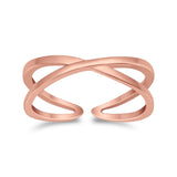 Crisscross Toe Ring Adjustable Band 925 Sterling Silver (5mm)