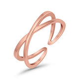 Crisscross Toe Ring Adjustable Band 925 Sterling Silver (5mm)