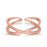 Crisscross Toe Ring Adjustable Band 925 Sterling Silver (5mm)
