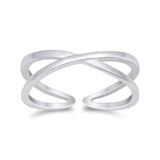 Crisscross Toe Ring Adjustable Band 925 Sterling Silver (5mm)