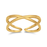 Crisscross Toe Ring Adjustable Band 925 Sterling Silver (5mm)