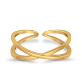 Crisscross Toe Ring Adjustable Band 925 Sterling Silver (5mm)