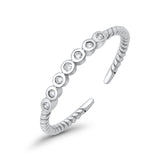 Toe Ring Simulated Cubic Zirconia Adjustable Band 925 Sterling Silver (2mm)
