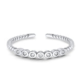 Toe Ring Simulated Cubic Zirconia Adjustable Band 925 Sterling Silver (2mm)