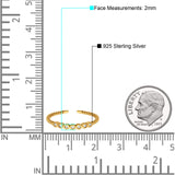 Toe Ring Simulated Cubic Zirconia Adjustable Band 925 Sterling Silver (2mm)