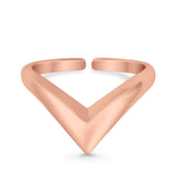 Adjustable V Shape Toe Ring For Women Band 925 Sterling Silver (8mm)