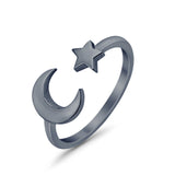 Moon & Star Toe Ring Band 925 Sterling Silver(7mm)
