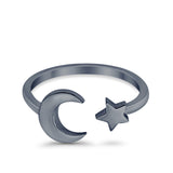 Moon & Star Toe Ring Band 925 Sterling Silver(7mm)