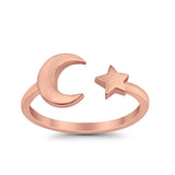 Moon & Star Toe Ring Band 925 Sterling Silver(7mm)