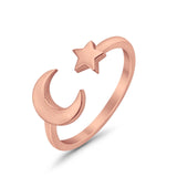 Moon & Star Toe Ring Band 925 Sterling Silver(7mm)