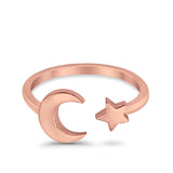 Moon & Star Toe Ring Band 925 Sterling Silver(7mm)