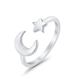 Moon & Star Toe Ring Band 925 Sterling Silver(7mm)