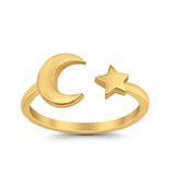 Moon & Star Toe Ring Band 925 Sterling Silver(7mm)
