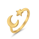 Moon & Star Toe Ring Band 925 Sterling Silver(7mm)