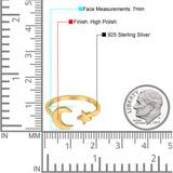 Moon & Star Toe Ring Band 925 Sterling Silver(7mm)