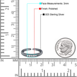 Silver Toe Ring Adjustable Simulated CZ 925 Sterling Silver (3mm)