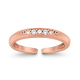 Silver Toe Ring Adjustable Simulated CZ 925 Sterling Silver (3mm)