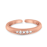 Silver Toe Ring Adjustable Simulated CZ 925 Sterling Silver (3mm)