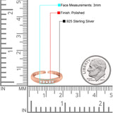 Silver Toe Ring Adjustable Simulated CZ 925 Sterling Silver (3mm)