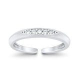 Silver Toe Ring Adjustable Simulated CZ 925 Sterling Silver (3mm)