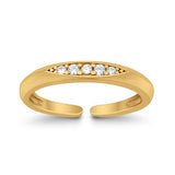 Silver Toe Ring Adjustable Simulated CZ 925 Sterling Silver (3mm)