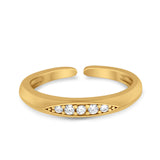 Silver Toe Ring Adjustable Simulated CZ 925 Sterling Silver (3mm)