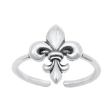 Adjustable Fleur De Lise Toe Ring Band 925 Sterling Silver (7mm)