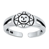 Sun Toe Ring Adjustable Band 925 Sterling Silver (7mm)