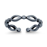 Silver Toe Ring Oxidized Finish Adjustable Band 925 Sterling Silver (3mm)