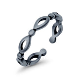 Silver Toe Ring Oxidized Finish Adjustable Band 925 Sterling Silver (3mm)