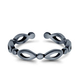 Silver Toe Ring Oxidized Finish Adjustable Band 925 Sterling Silver (3mm)