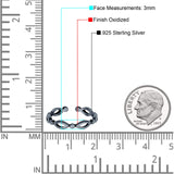 Silver Toe Ring Oxidized Finish Adjustable Band 925 Sterling Silver (3mm)