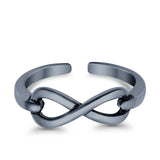Infinity Toe Ring Band Adjustable 925 Sterling Silver (5mm)
