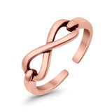 Infinity Toe Ring Band Adjustable 925 Sterling Silver (5mm)