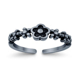 Adjustable Flowers Toe Ring Band 925 Sterling Silver For Women (5mm)