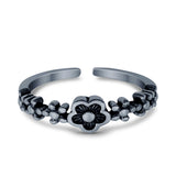 Adjustable Flowers Toe Ring Band 925 Sterling Silver For Women (5mm)