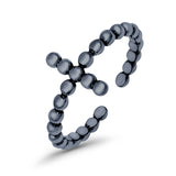 Adjustable Beaded Cross Toe Ring Band 925 Sterling Silver (9mm)