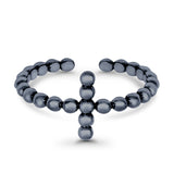 Adjustable Beaded Cross Toe Ring Band 925 Sterling Silver (9mm)