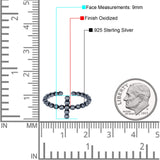 Adjustable Beaded Cross Toe Ring Band 925 Sterling Silver (9mm)