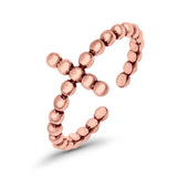 Adjustable Beaded Cross Toe Ring Band 925 Sterling Silver (9mm)