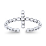 Adjustable Beaded Cross Toe Ring Band 925 Sterling Silver (9mm)