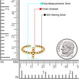 Adjustable Beaded Cross Toe Ring Band 925 Sterling Silver (9mm)